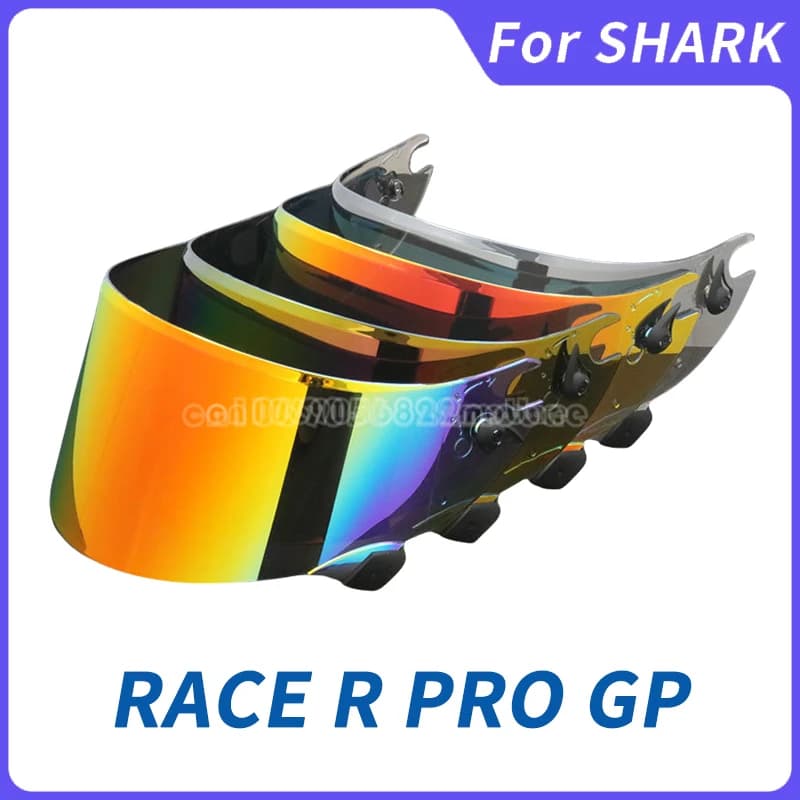 Visiera per casco Race R Pro GP per Shark Race-R Pro GP Visiera per casco moto Occhiali Placcatura Argento Rosso Lente di ricambio