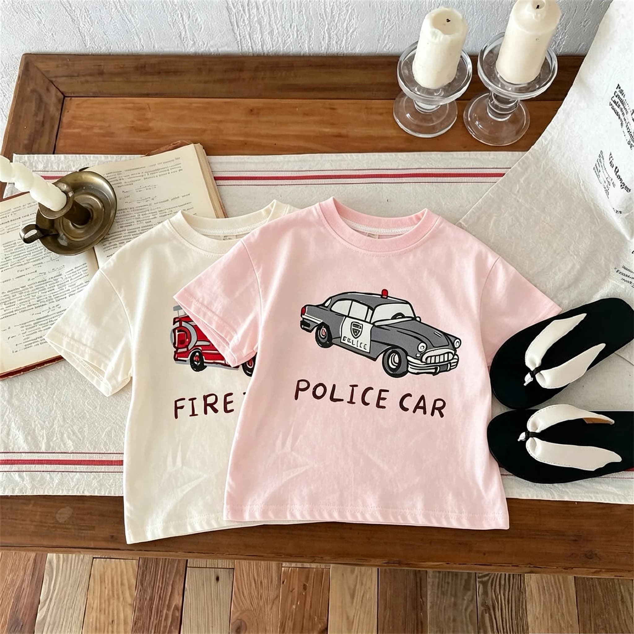 T-shirt stampata per bambini e bambine, abbigliamento estivo, moda boutique, top a maniche corte per bambini, magliette con colletto rotondo per bambini
