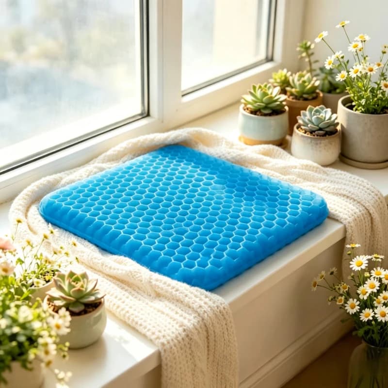 Set di Cuscini in Gel a Nido d'Ape Blu Traspirante, Cuscino Ergonomico per Alleviare la Pressione, Cuscino Portatile per Casa, Auto e Sedia a Rotelle