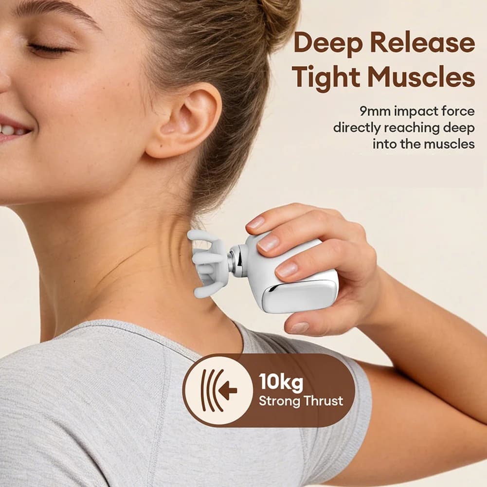 FUA@ New Mini Fascia Gun Professional Massage Heads 3 Gear Intensity Adjustment Portable Muscle Relaxer for Gym Home Travel