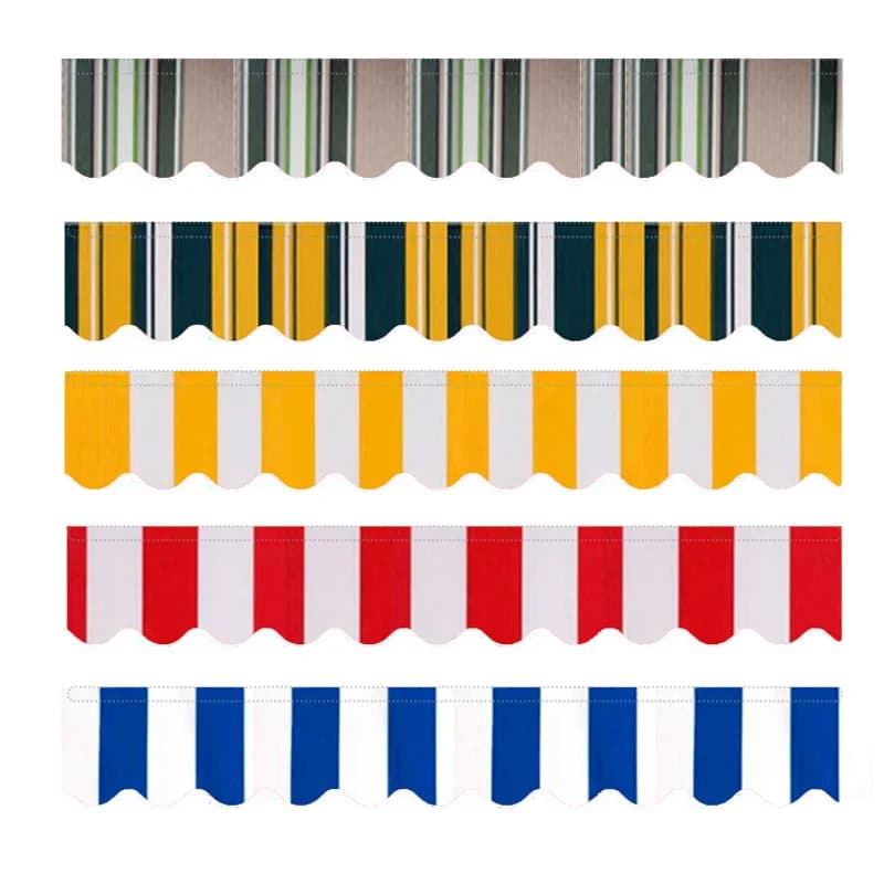 2.5m/3m/3.5m/4m/5m Negozio Banner Sostituzione Strisce di tessuto impermeabile Mantovana ondulata Tenda parasole Baldacchino Tenda da patio