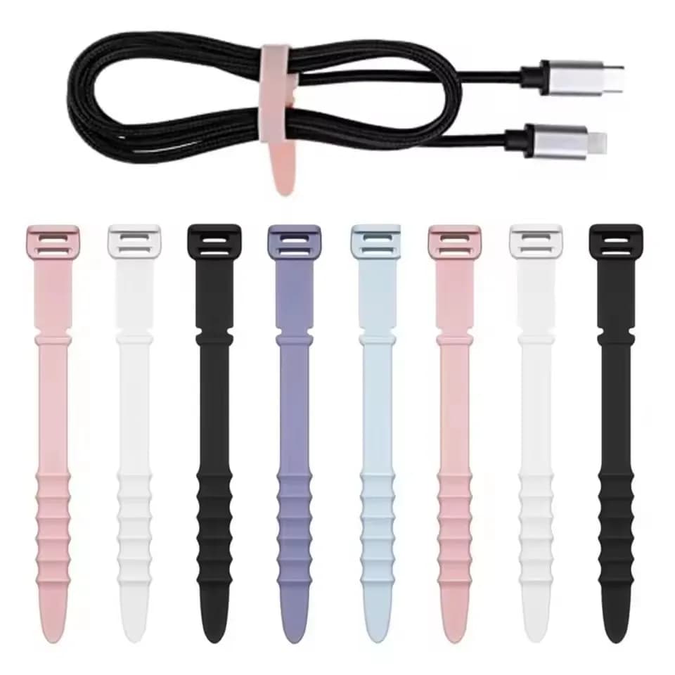 Organizzatore in silicone per cavi dati, mouse, cuffie e caricabatterie - Fascette fermacavo per scrivania