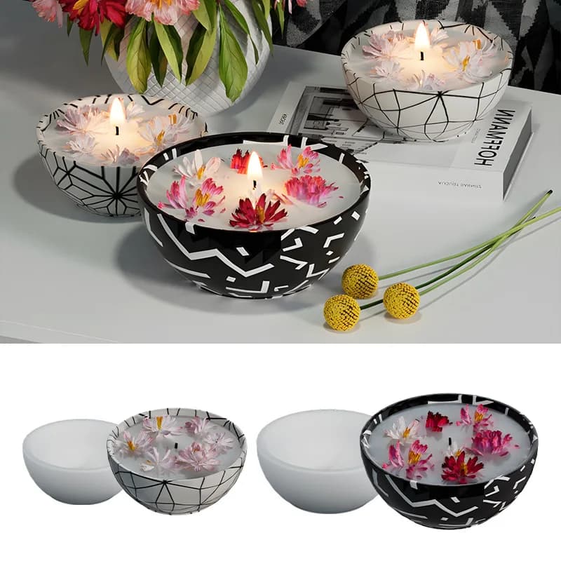 Circular storage bowl made of silicone mold and epoxy resin suitable for aromatherapy candle decoration