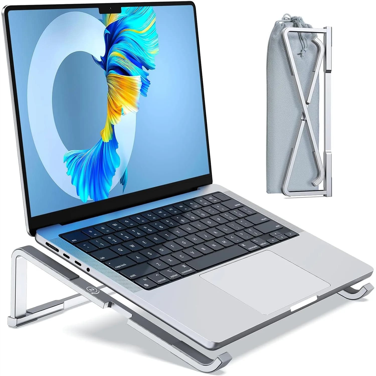 Supporto per Laptop da Scrivania, Pieghevole in Alluminio con Design Ergonomico per MacBook Dell HP Lenovo 11-15.6 pollici Argento