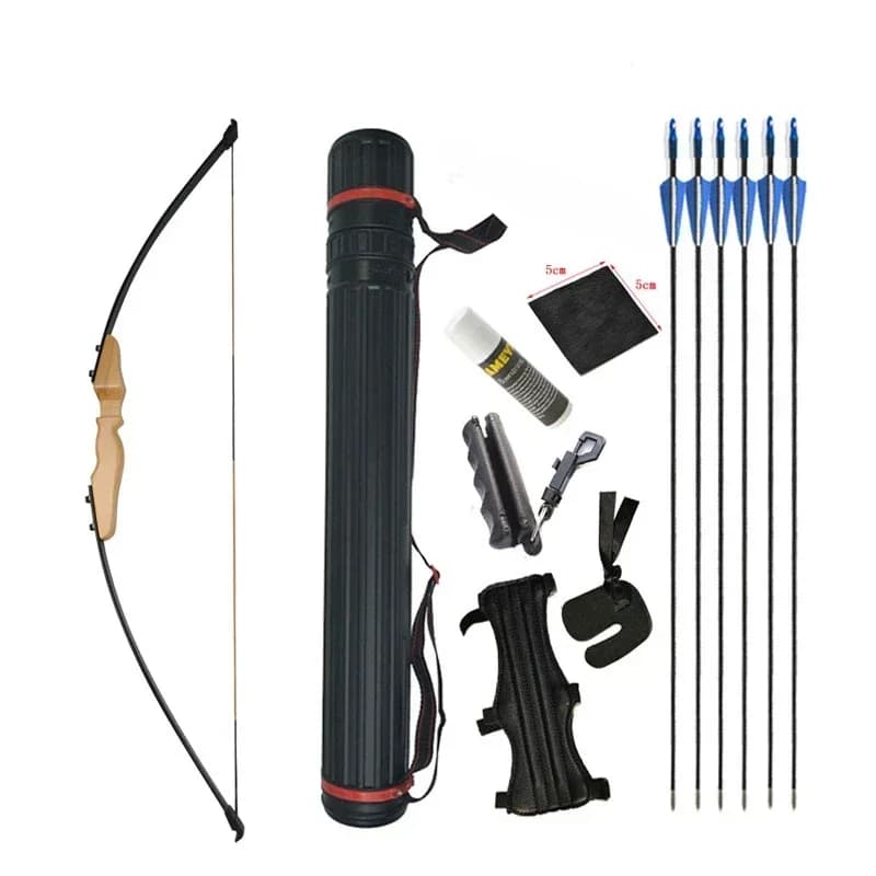 30/40lbs Tiro con l'arco Arco ricurvo Set di frecce Arco dritto Faretra Freccia in fibra di vetro, Estrattore di frecce Accessori per tiro da allenamento