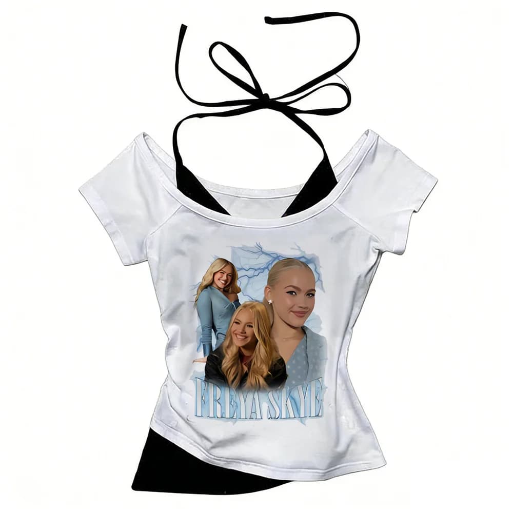 Freya Skye shirt teen Pop Culture Colorful Y2k Punk Grunge Digital tshirt Grunge streetwear aesthetic korean clothes anime Retro