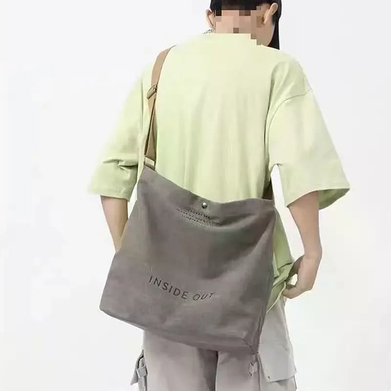 High Quality Canvas Men And Women Simple Cross-body Bag Wash Canvas Thick Handbag Large Capacity Arts Students Package Satchel