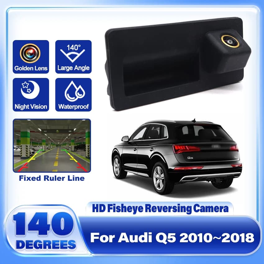 CCD HD Golden Fisheye telecamera per retromarcia per Audi Q5 2010 2011 2012 2013 2014 2015 2016 2017 2018 Monitor inverso della maniglia del bagagliaio dell'auto