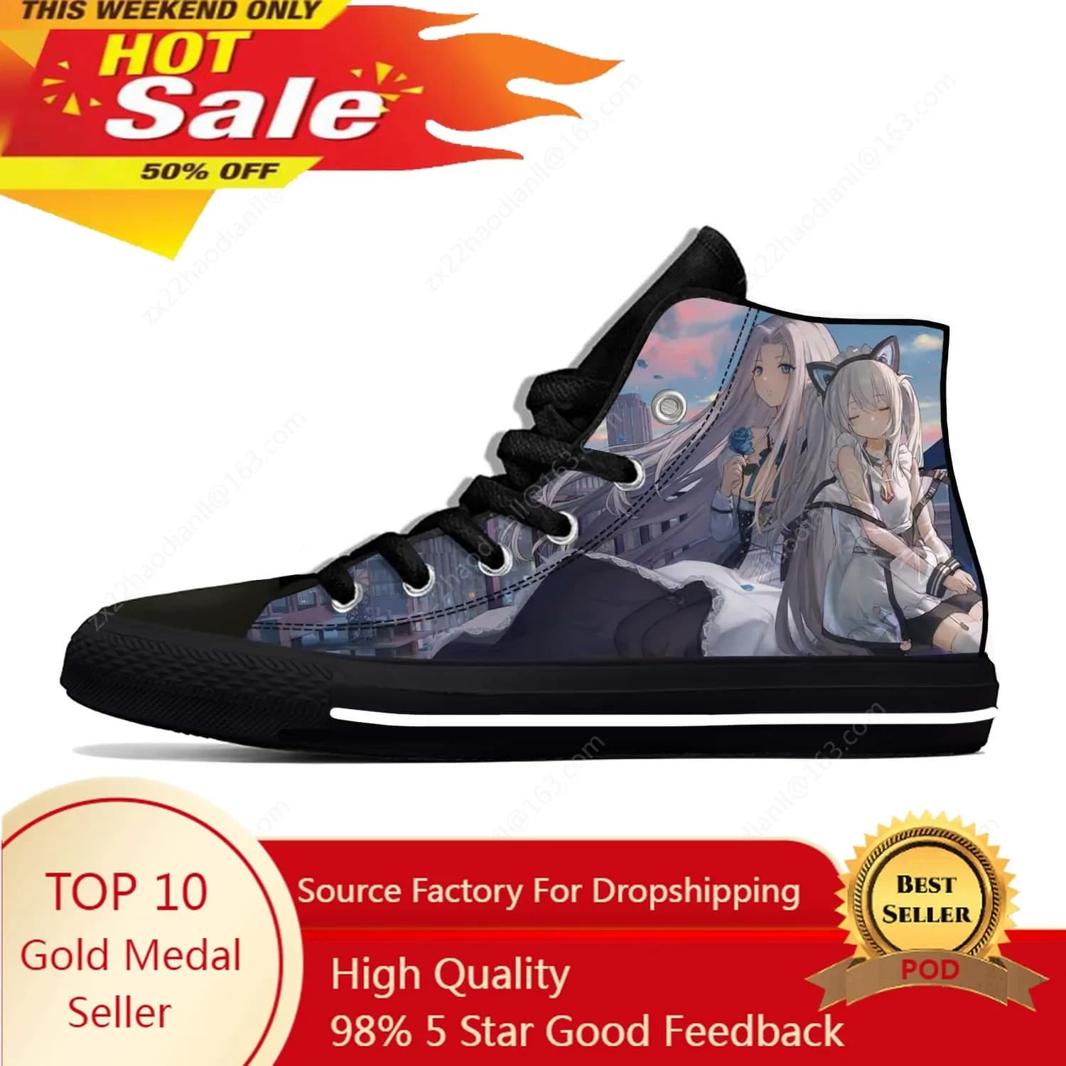 Hot Anime Azur Lane Panno leggero Stampa 3D Divertente Moda cool Scarpe di tela alte Scarpe da ginnastica casual traspiranti da donna per uomo