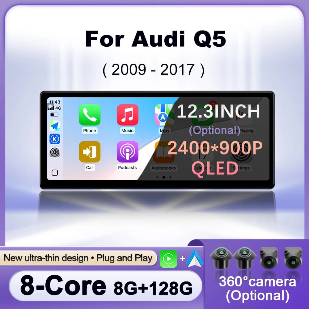 Android 16 Wireless CarPlay per Audi Q5 2009 - 2017 Autoradio Multimedia Video Player Navigazione GPS 4G WIFI DSP Stereo NO 2DIN