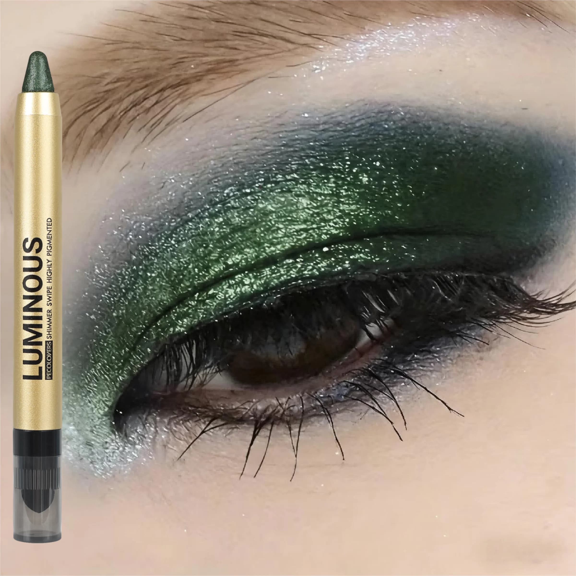 1PC Vibrant Pearly Glitter Eyeshadow Stick - Highly pigmented makeup pen for charming eyes - Long lasting, waterproof - Opaco