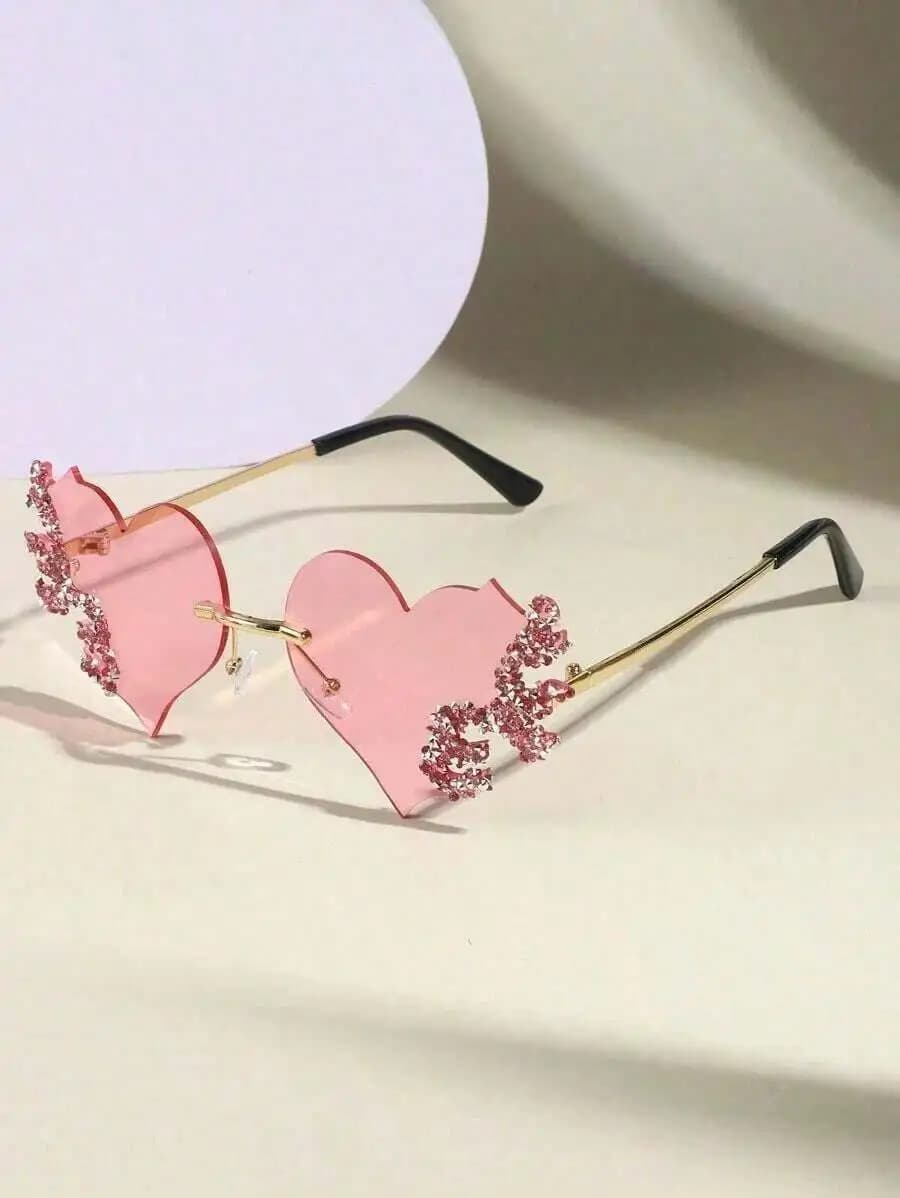 1 Piece Of Retro Frameless Wedding Couple Broken Rhinestone Flame Flash Diamond Differentiated Fashion Glasses Suitable For