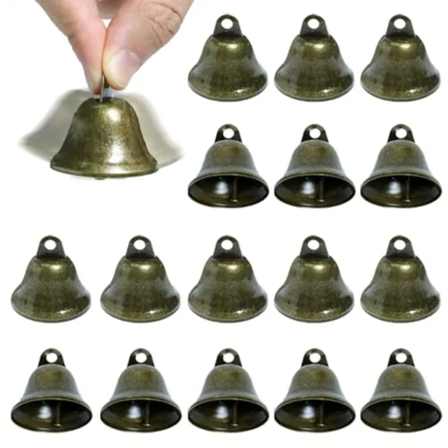 16 Pcs Craft Bells, 1.7" X 1.5" Small Brass Vintage Bells for Christmas Decoration, Wind Chimes Housebreaking Making Dog Potty