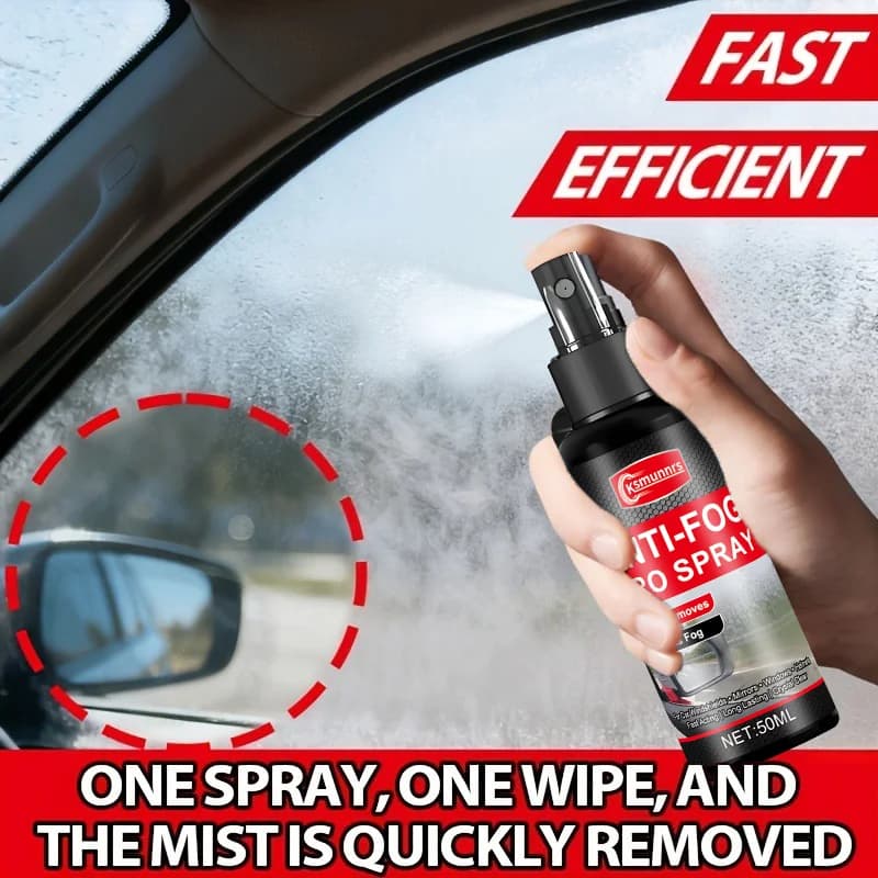 Potente spray antiappannamento, adatto per parabrezza di auto, specchi da bagno, visiere di caschi e occhialini da nuoto, aiuta a mantenere la chiarezza.