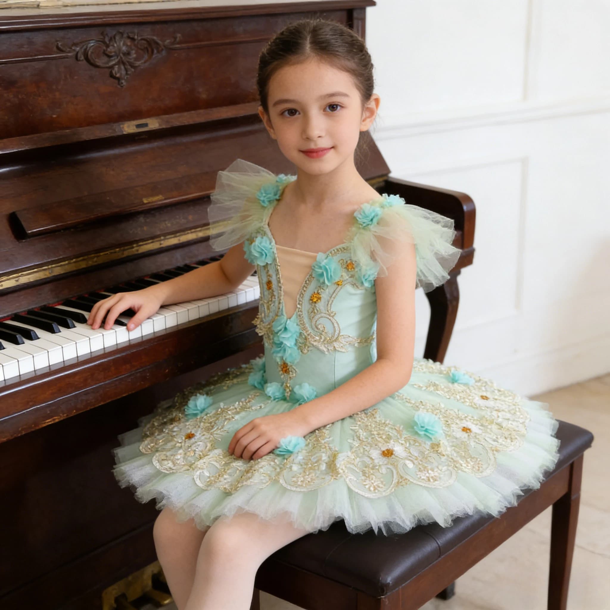 New Little Swan Ballet Costume for Girls, Gonna Tutu in Tulle and Pizzo