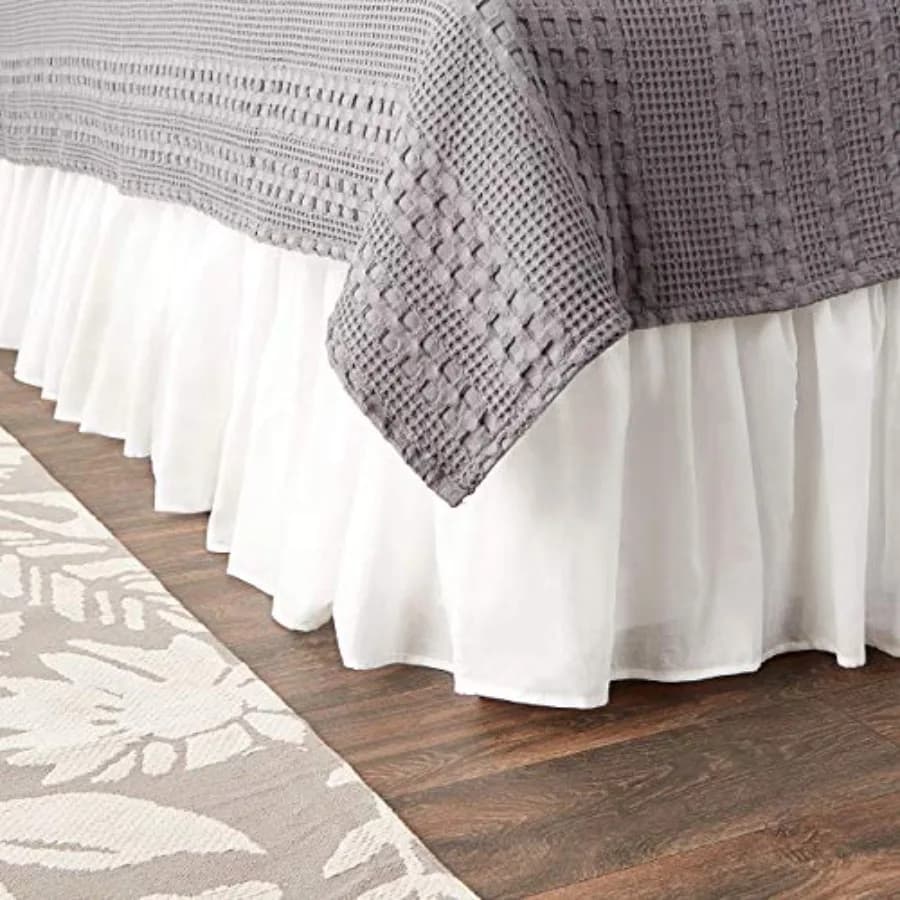 White Queen 18 Inch L Lined Cotton Voile Bed skirt