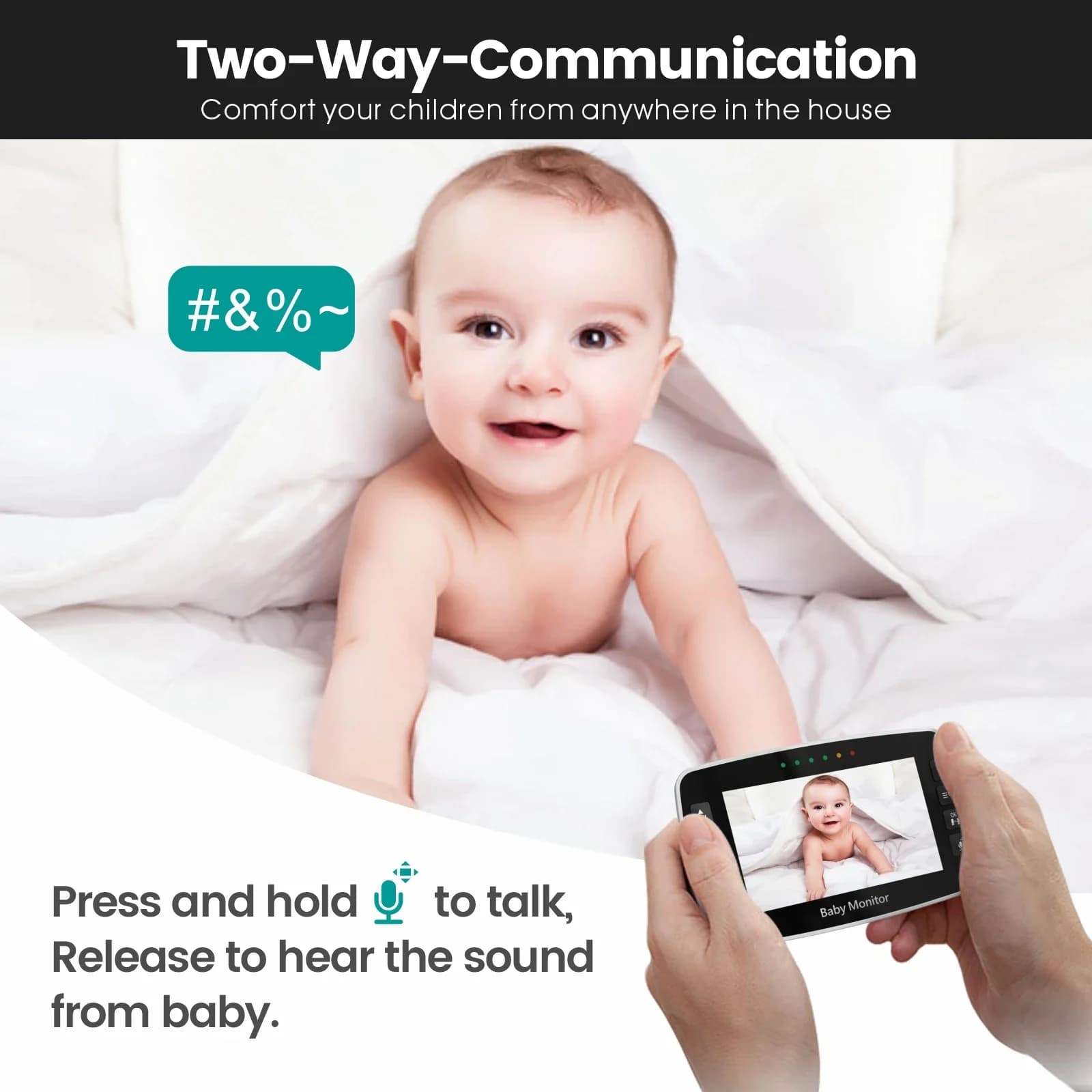 SM43A Baby Monitor Sicurezza Visione notturna Allarme cromo 24 ore Monitoraggio della temperatura con telecamera Video wireless Nanny Nanny Cam