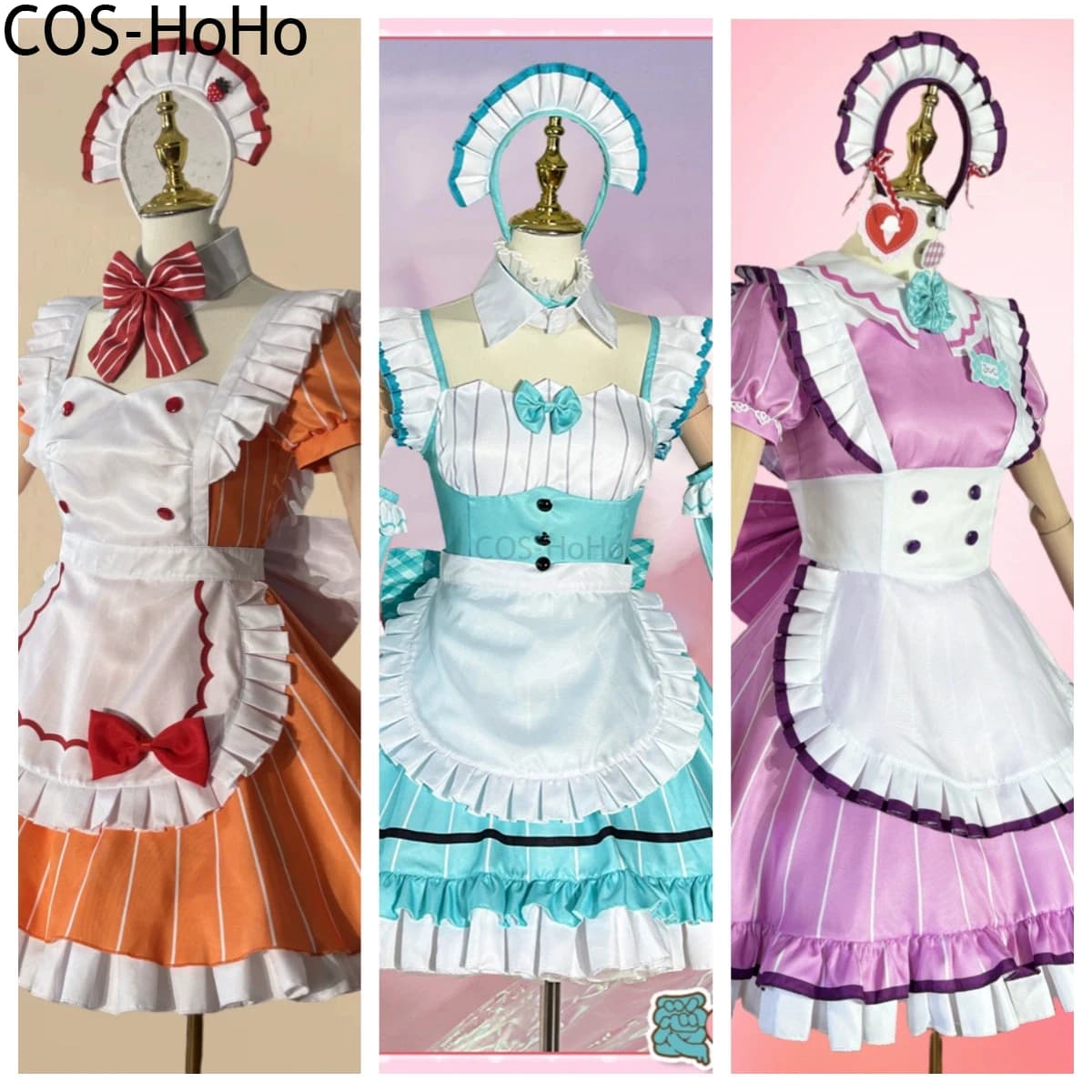 COS-HoHo Anime Lovelive AiScReam Wakana Shiki/Kurosawa Ruby/Uehara Ayumu Costume da Cameriera, Abito da Gioco, Adorabile Uniforme, Costume per Cosplay
