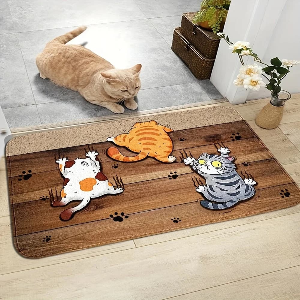 VIKAMA Tappeto per animali domestici, tappetino schiumoso per ingresso, tappetino assorbente e antiscivolo per bagno di cani e gatti carini, decorazione per la casa