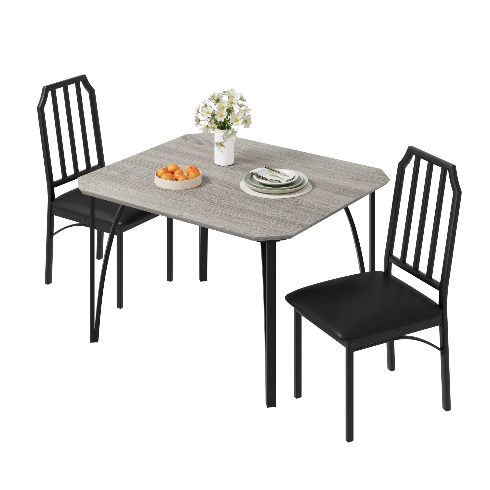 Set tavolo da pranzo per 2, sedie da tavolo da cucina con cuscino in PU ultra confortevole, tavolo da pranzo sedie da cucina per piccoli spazi