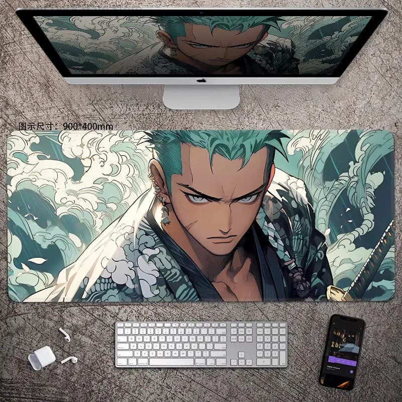 Tappetino da Gaming ONE PIECE con Luffy e Roronoa Zoro, Mousepad in Pelle Oversize per Ragazzi, Tappetino per Tastiera Computer