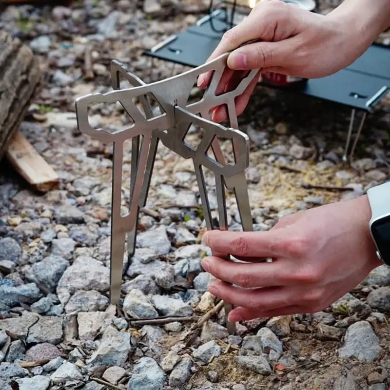 Base stufa da campo pieghevole da 55kd per cottura esterna in acciaio inossidabile treppiede per pentole per salvare i patios