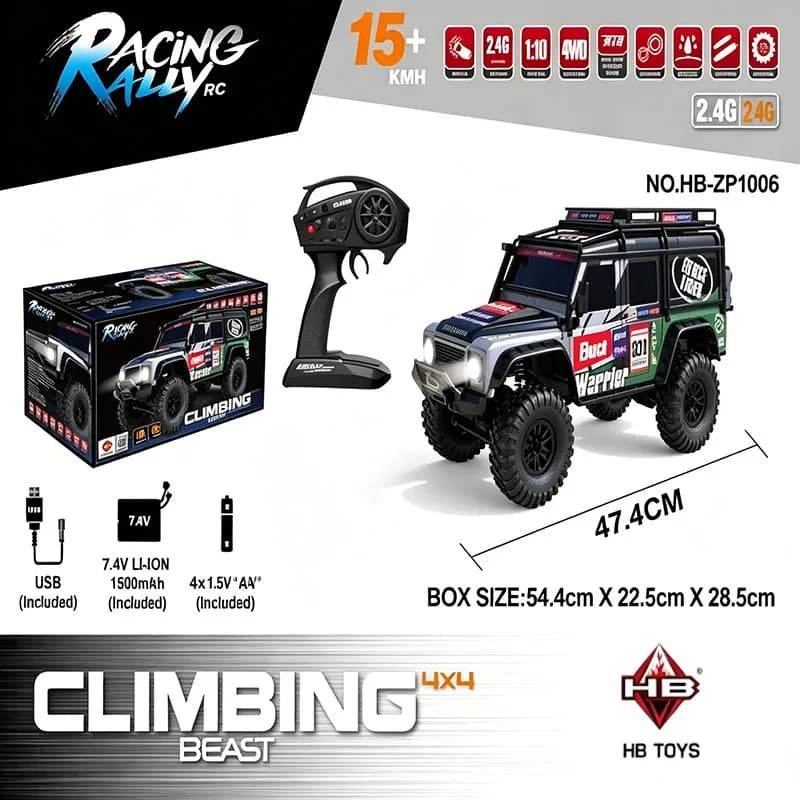 Auto telecomandata HB Zp1005 /1006 2.4g 4wd, simulazione di auto RC, fuoristrada, 15km/h, 1:10, Monster Truck, giocattolo per ragazzi, idea regalo.