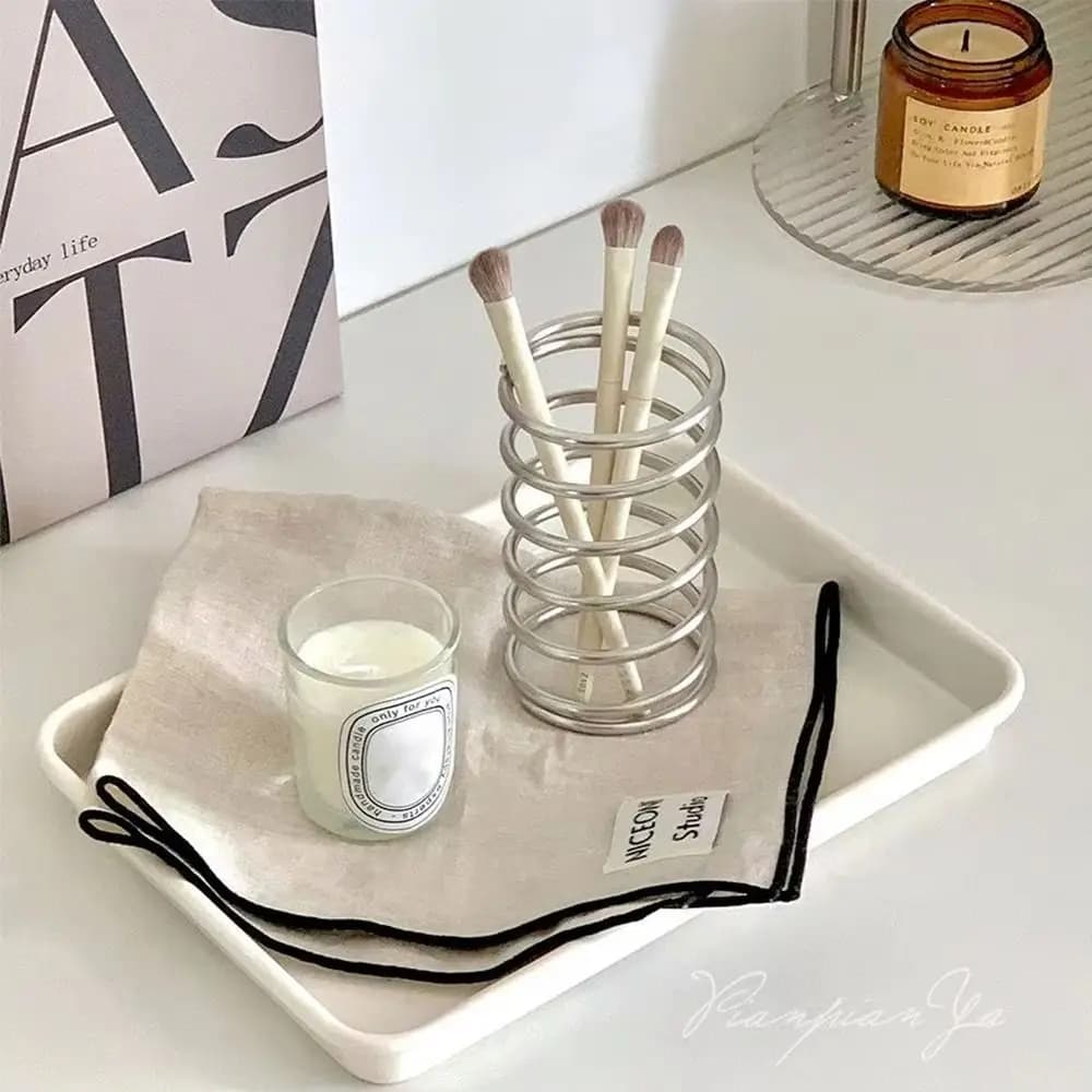 Porta spazzolino in acciaio inossidabile Decorazione domestica Portapenne ornamenti Porta pennelli per trucco Multifunzionale