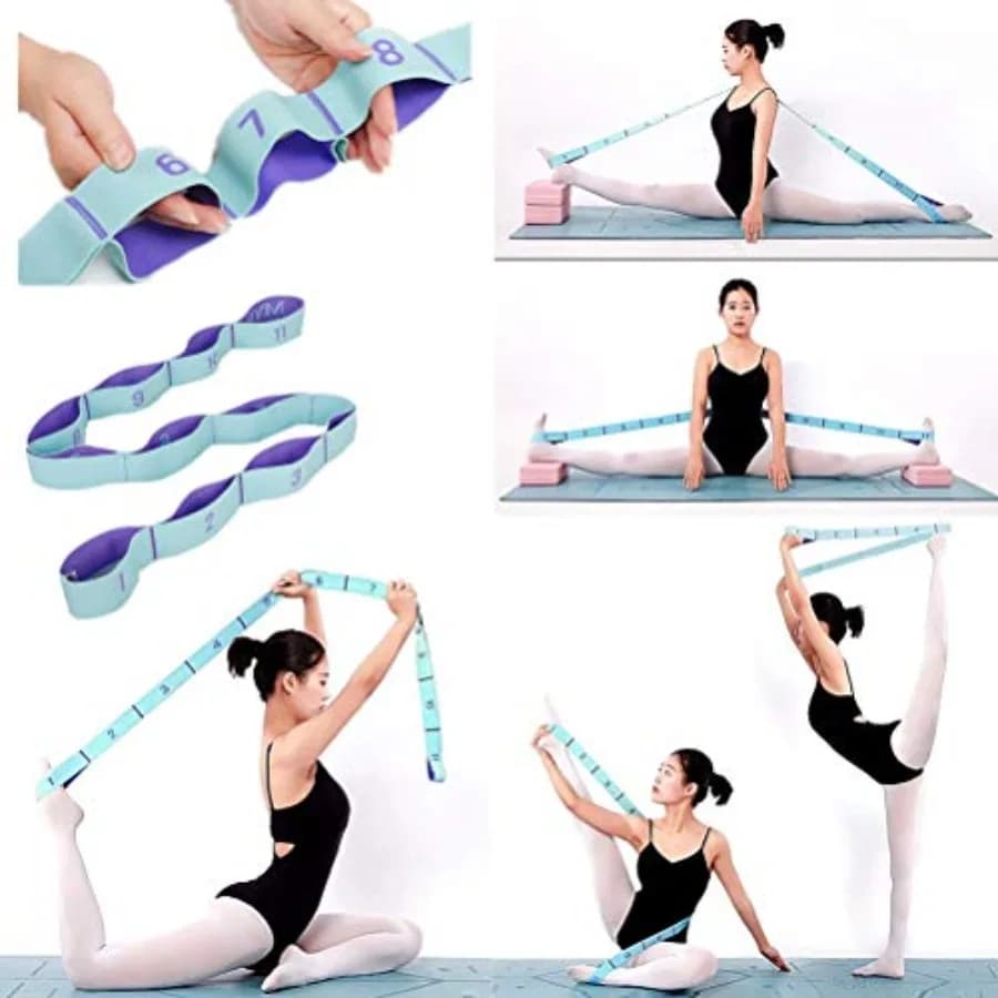 Nitpicker Stretching Straps Hamstring Stretcher Device Elastic Exercise Band Yoga mat Carrying Straps Leg Exercise Equipment St