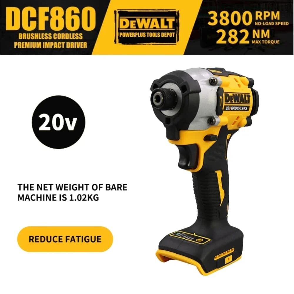 DEWALT DCF860 Kit Brushless Cordless Premium Impact Driver 282NM 20V Electrical tools with charger Tools for woodworking Drill