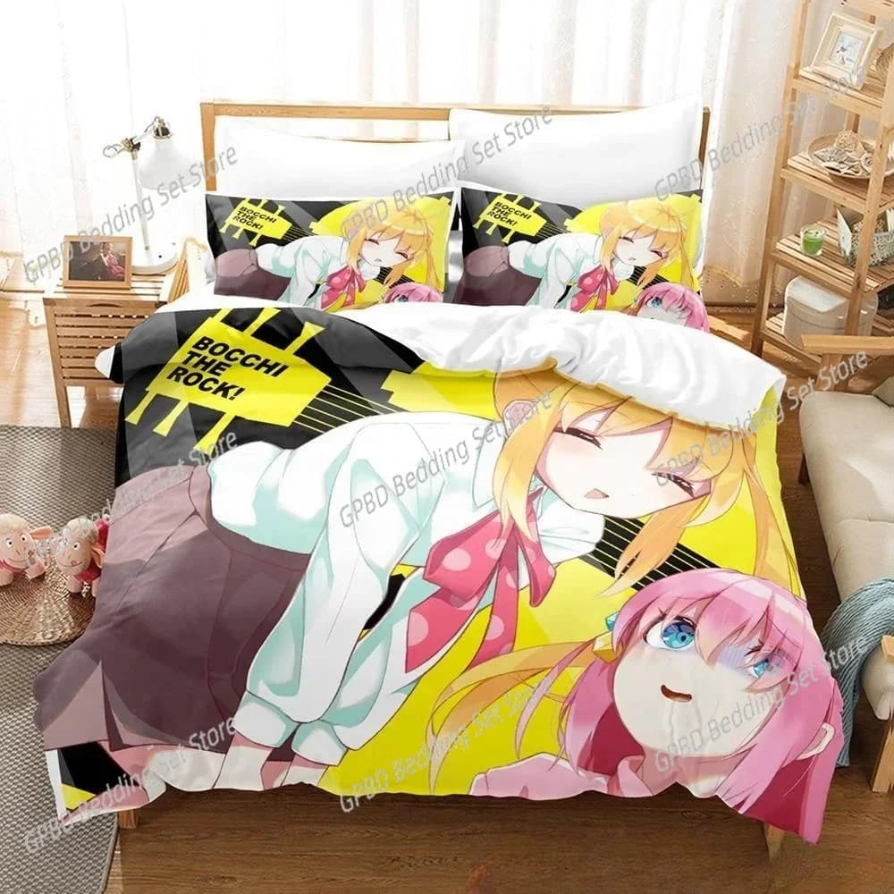 Anime BOCCHI LA ROCK stampato in 3D! Set biancheria da letto Camera da letto Copriletti morbidi e moderni Comodo copripiumino Copripiumino e federa
