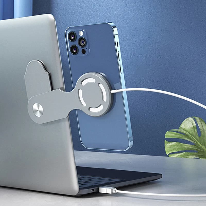 Supporto magnetico per telefono con schermo per Laptop per schermo del Computer del telefono supporto di ricarica Wireless magnetico laterale