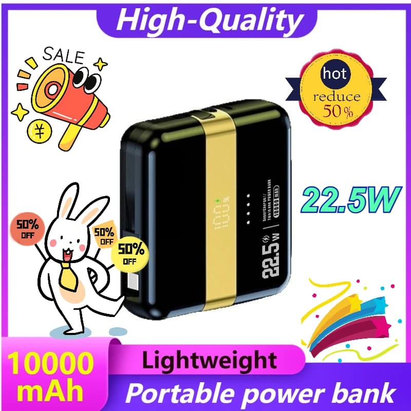 2-in-1 Magnetic Separation Super Fast Charging Self Contained Cable 10000mAh Power Bank Mobile Power
