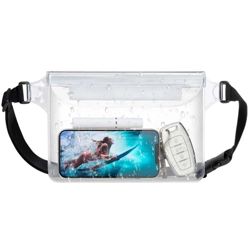 Borsa per cellulare impermeabile in PVC Borsa da cintura per oggetti di valore per nuoto in spiaggia Snorkeling con borsa asciutta con tracolla regolabile