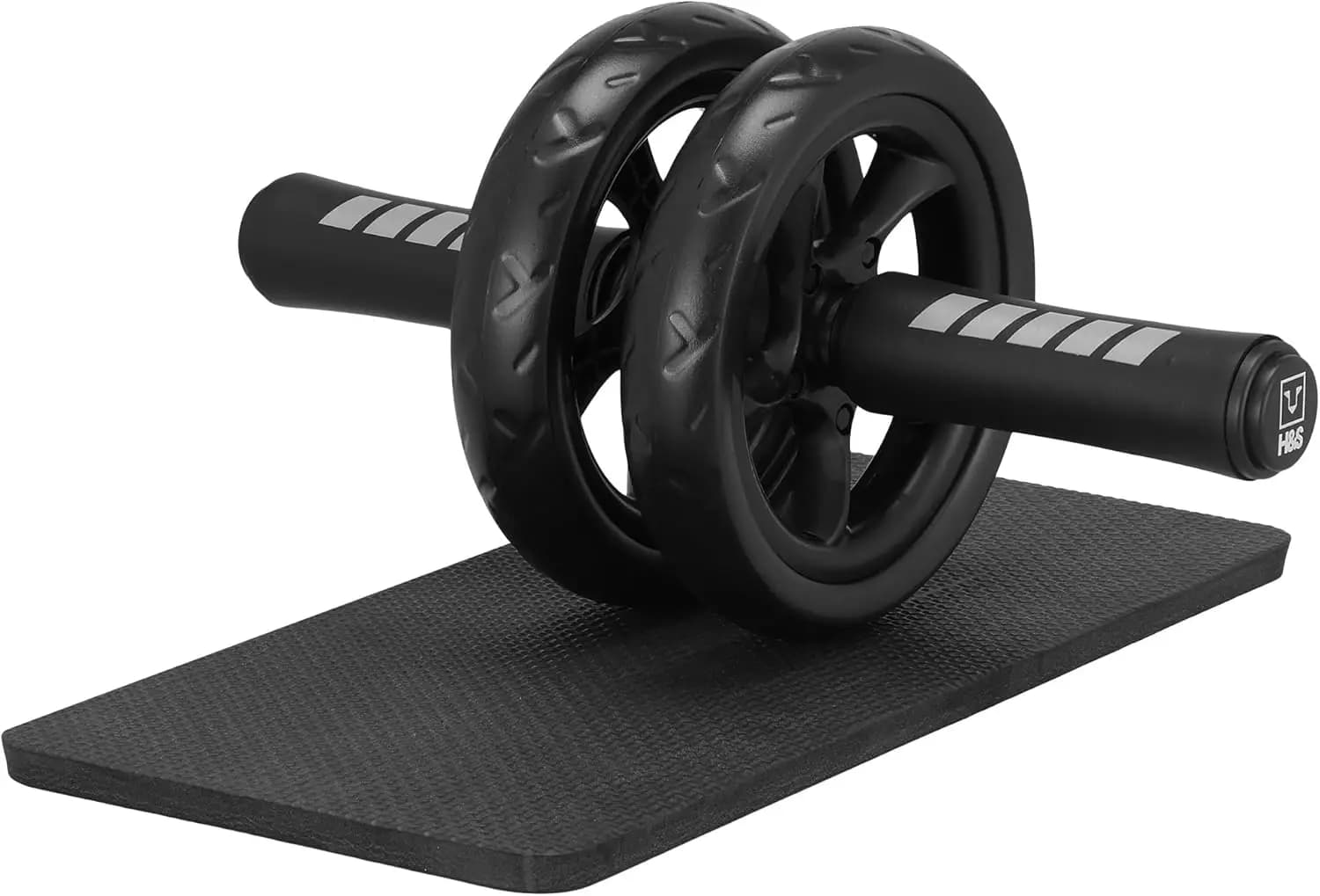 H&S Ab Roller Wheel For Abs Workout - Abdominal Core Exercise Equipment With Extra Thick Knee Pad Mat - w/Dual Glide Wheels - Ab