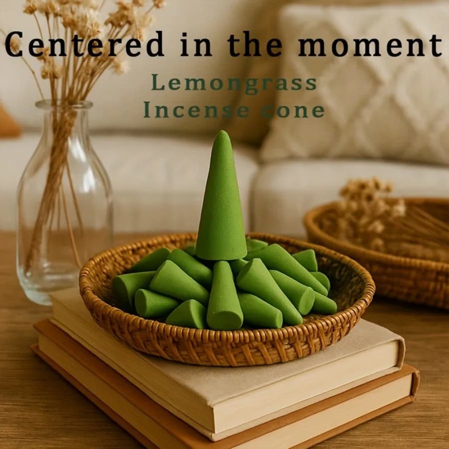 55/110/200 Cono di fragranza di erba di limone Verde naturale Meditazione Yoga Decorazione per la casa e l'esterno Cono di fragranza dura la fragranza