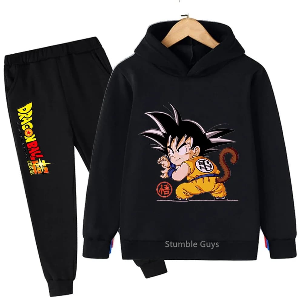Abbigliamento Casual Anime per Ragazzi e Ragazze, Set Felpa con Cappuccio Dragon Ball, Tuta Goku Autunnale per Bambini ​