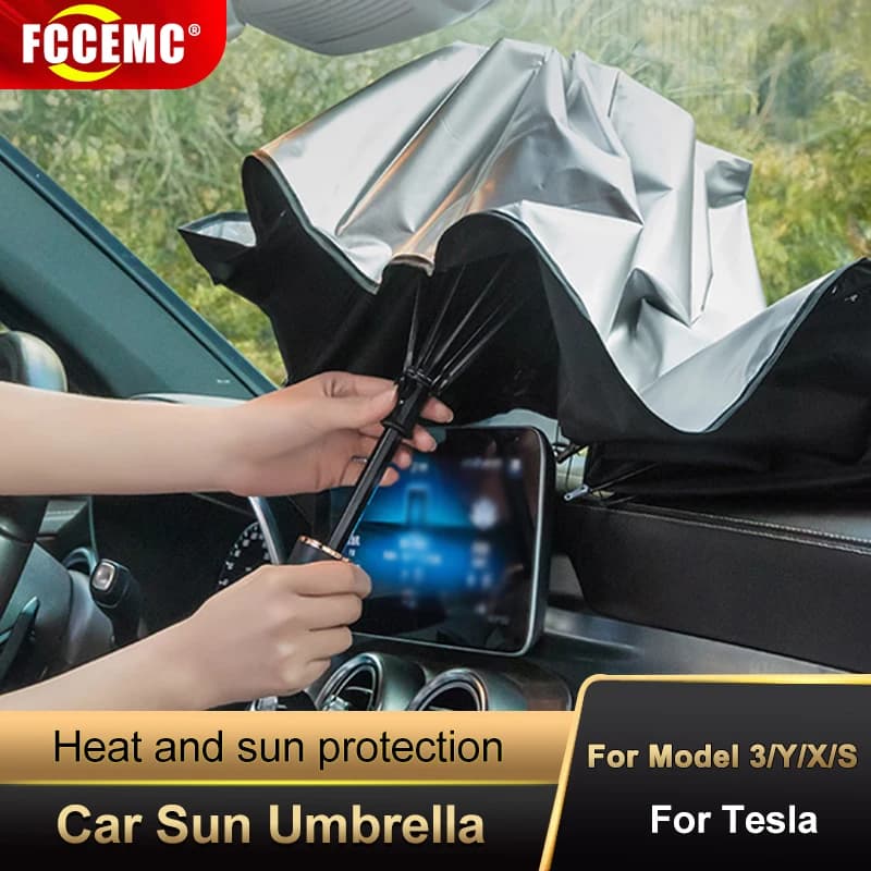 Parabrezza per auto parasole tipo di ombrello parasole per finestra Tesla protezione solare estiva panno isolante termico ombreggiatura anteriore dell'auto