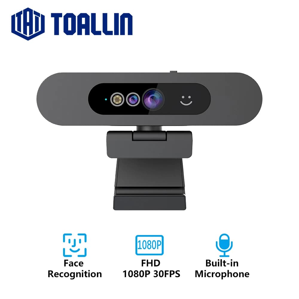 TOALLIN Webcam 1080P Windows Hello Facial recognition Camera access for PC, with microphone, streaming Web camera for Tiktok/YouTube