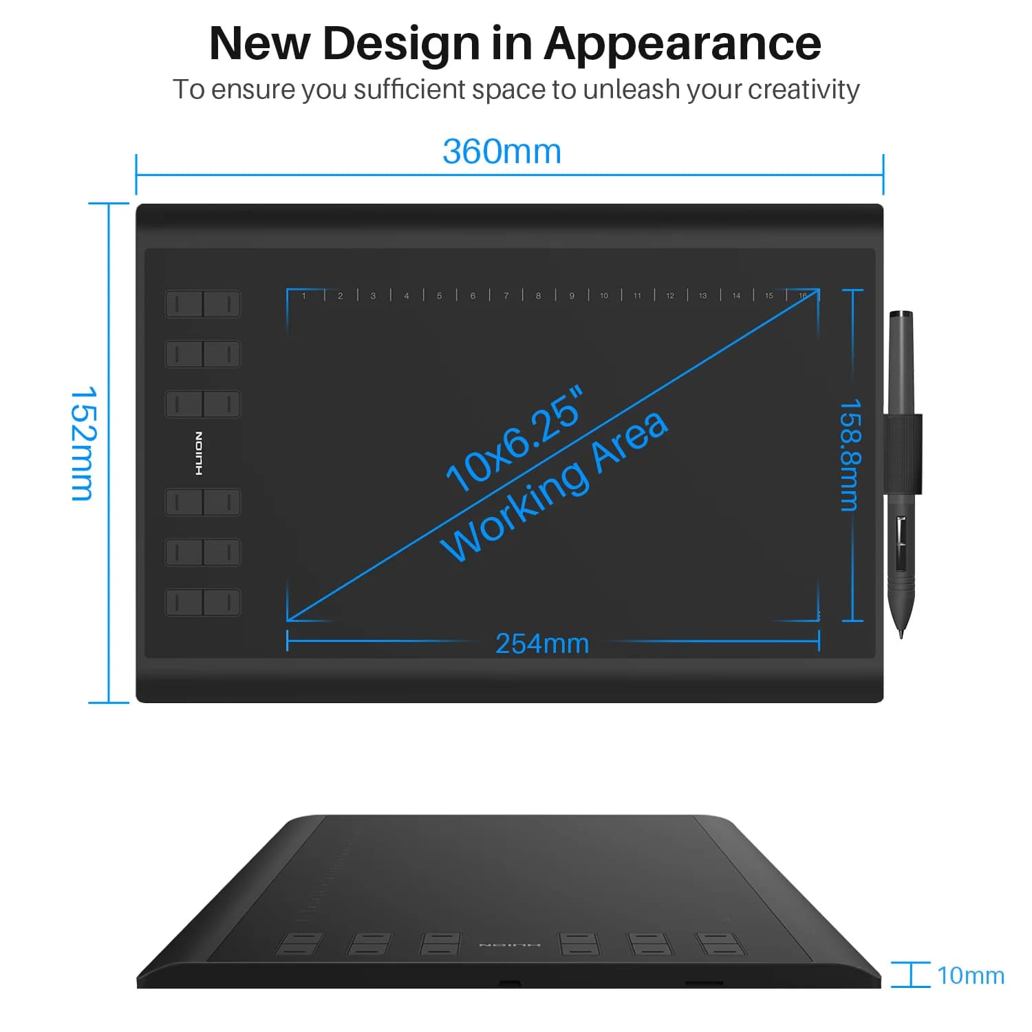 NEWAffordable 10*6.25 Inch 8192 Levels Pressure Online Class Writing Digital Painting New 1060 Plus Pen Tablet Drawing