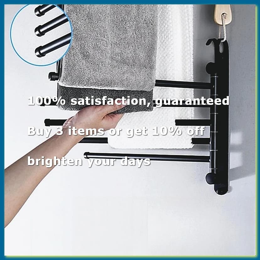 Bath Towel Rack Swivel Towel Rack Bathroom Swing Arm Towel Bar Wall Mounted Clothes Hanger 4 Strokes