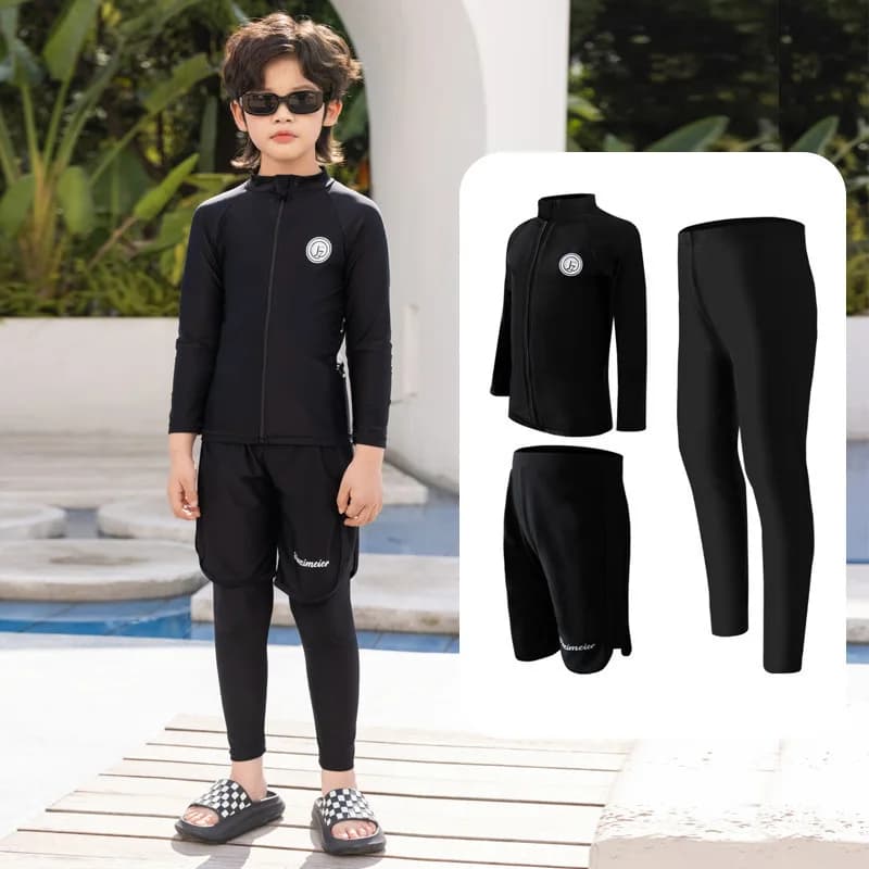 Ragazzi ragazze costume da bagno tre pezzi costume da bagno per bambini Sport acquatici costume da bagno a maniche lunghe protezione solare UV costumi da bagno costumi da bagno Bottoms