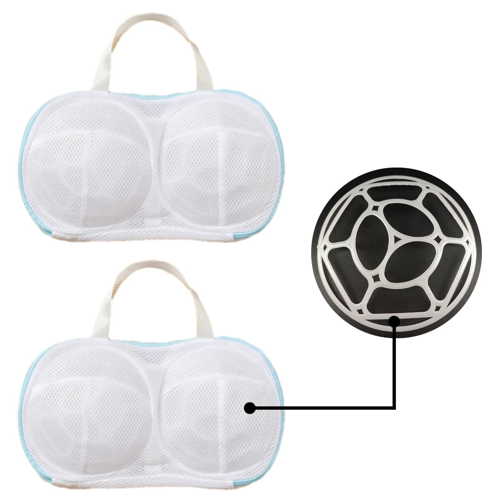 2 Pieces Reggiseno Washing Bags, Laundry Bags on the Net with 3D Bracket and Hinge, Lingerie Bags Protection for Delicate Washing, Socket