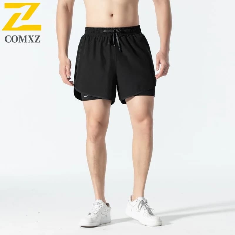 2025 New Men's Shorts False Breathable Elastic Gym Shorts in Two Pieces Quick Drying Elastic Waist Outdoor Jogging Cycling Shorts