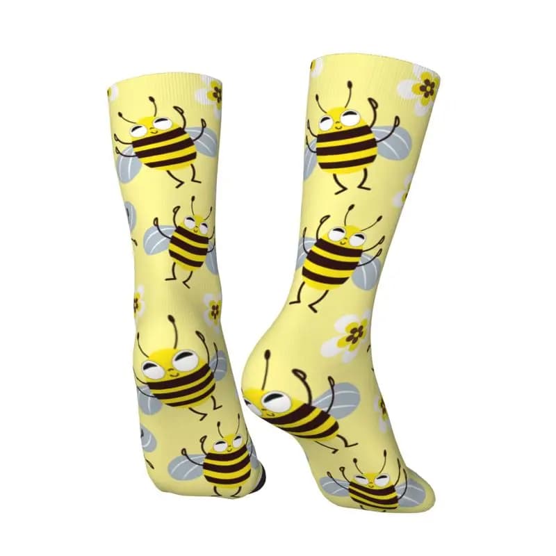 Personalized stylish socks for men funny bees flowers unisex breathable warm socks printed in 3D
