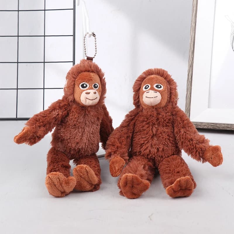 Portachiavi Peluche a Forma di Gorilla Cartoon, Morbido Ciondolo Scimmia Scimpanzé Imbottito per Zaino, Borsa Auto, Simpatico Regalo Decorativo per Bambini
