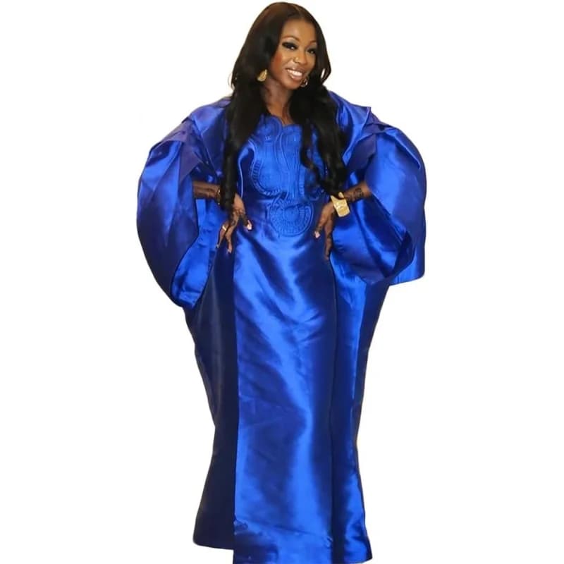 Abito Bubu in Stile Africano con Maniche a Campana HD per Donna, Vestito alla Moda con Ricami, Taglia Unica