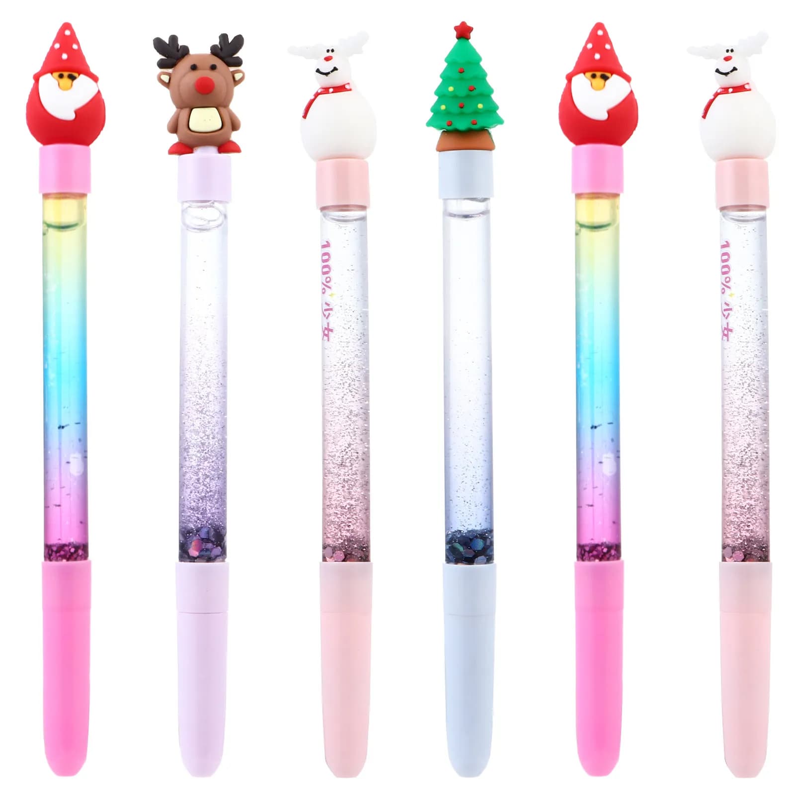 6 penne gel natalizie, penne a inchiostro in plastica per scrittura fluida, design natalizio a cartoni animati, regalo perfetto per studenti, insegnanti, uso in ufficio, festival
