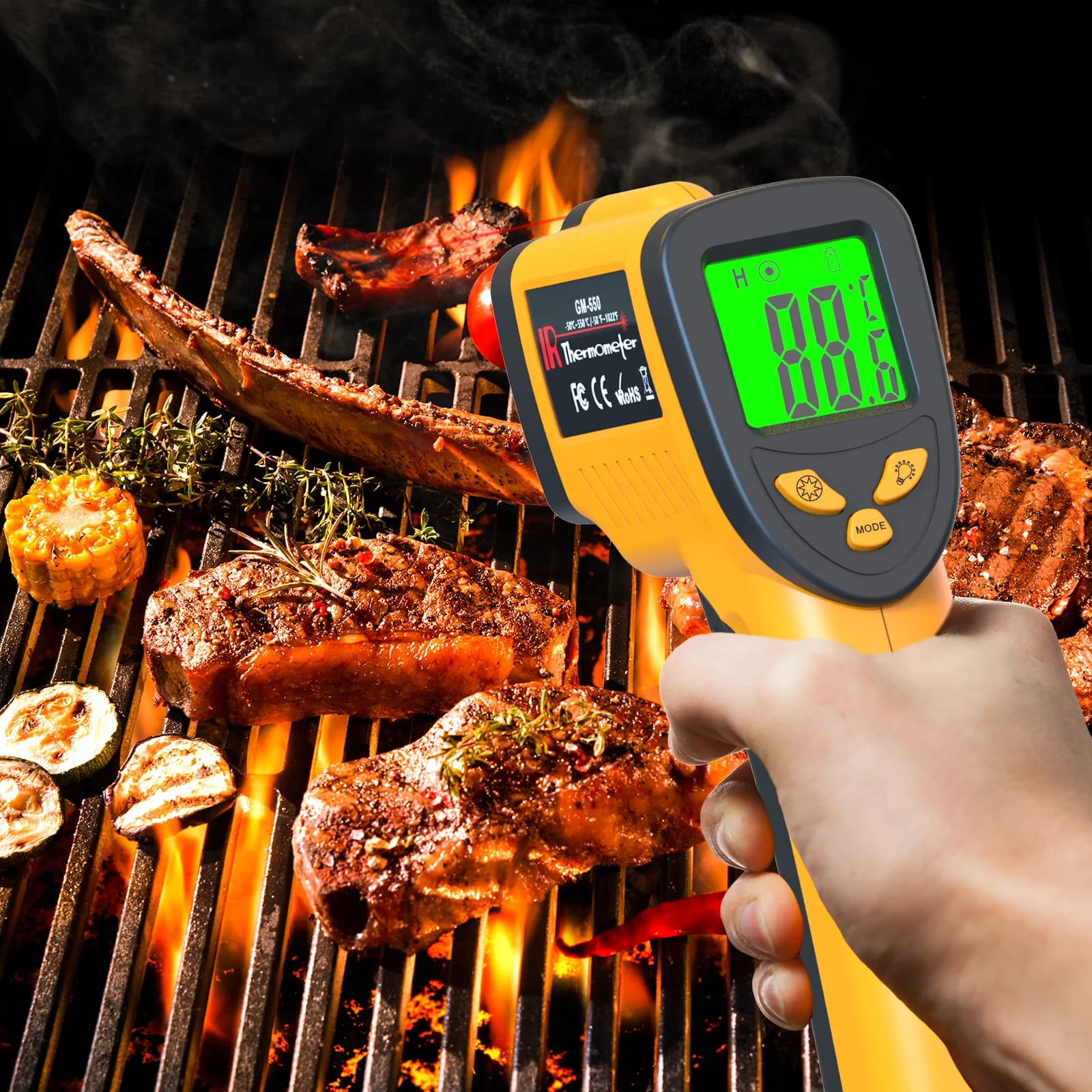 Contactless infrared thermometer Portable Laser Type -58-1022 °F for barbecue, oven, fryer, oil, cooking, household use