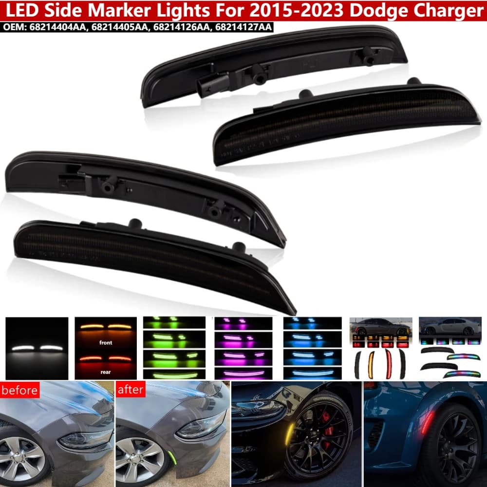 Set di 4 Luci LED Laterali per Paraurti Anteriore e Posteriore per Dodge Charger 2015-2023